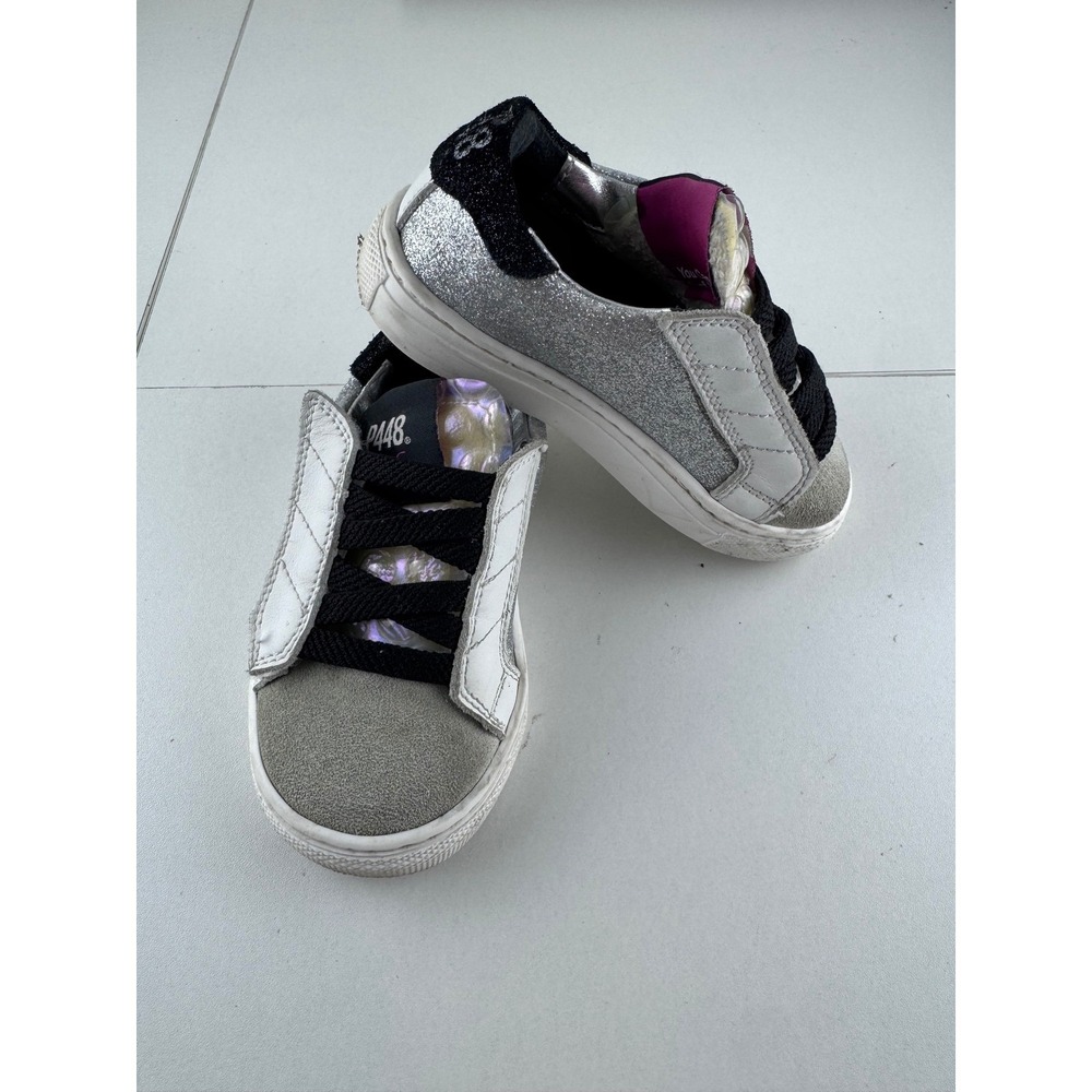 P448 Kids John‎ Glitter Low Top Sneakers Size 22 6.5